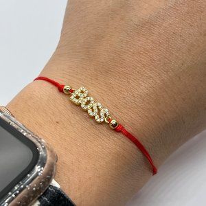 Sterling Silver Bracelet, Boss Red String Bracelet